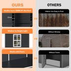 Abri de jardin en résine pour extérieur, résistant aux intempéries, avec plancher, modèle Spire Tool Shed, dimensions : 6 pi x 4 pi / 6 pi x 8 pi / 8 pi x 6 pi / 8 pi x 10 pi