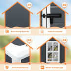 Abri de jardin en résine pour extérieur, résistant aux intempéries, avec plancher, modèle Spire Tool Shed, dimensions : 6 pi x 4 pi / 6 pi x 8 pi / 8 pi x 6 pi / 8 pi x 10 pi