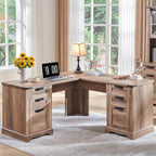 Bureau de direction en forme de L de style farmhouse, bureau d'angle en bois, bureau d'ordinateur