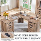 Bureau de direction en forme de L de style farmhouse, bureau d'angle en bois, bureau d'ordinateur