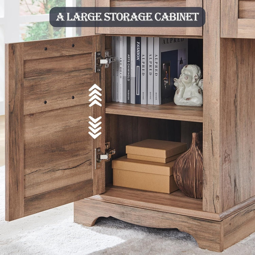 Bureau de direction en forme de L de style farmhouse, bureau d'angle en bois, bureau d'ordinateur