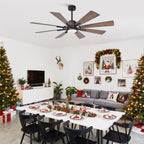 Grand ventilateur de plafond à 60 pouces en bronze patiné avec éclairage et télécommande - 60 pouces