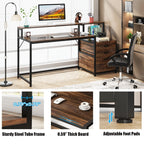Bureau d'ordinateur de 63 pouces avec support de moniteur, bureau de travail ergonomique pour la maison avec tiroirs et armoire à dossiers.