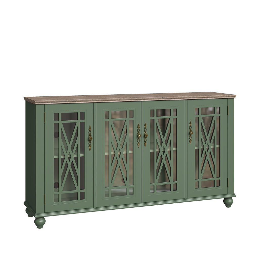 Buffet de cuisine de style vintage en bois, 160 cm de largeur.