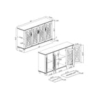 Buffet de cuisine de style vintage en bois, 160 cm de largeur.