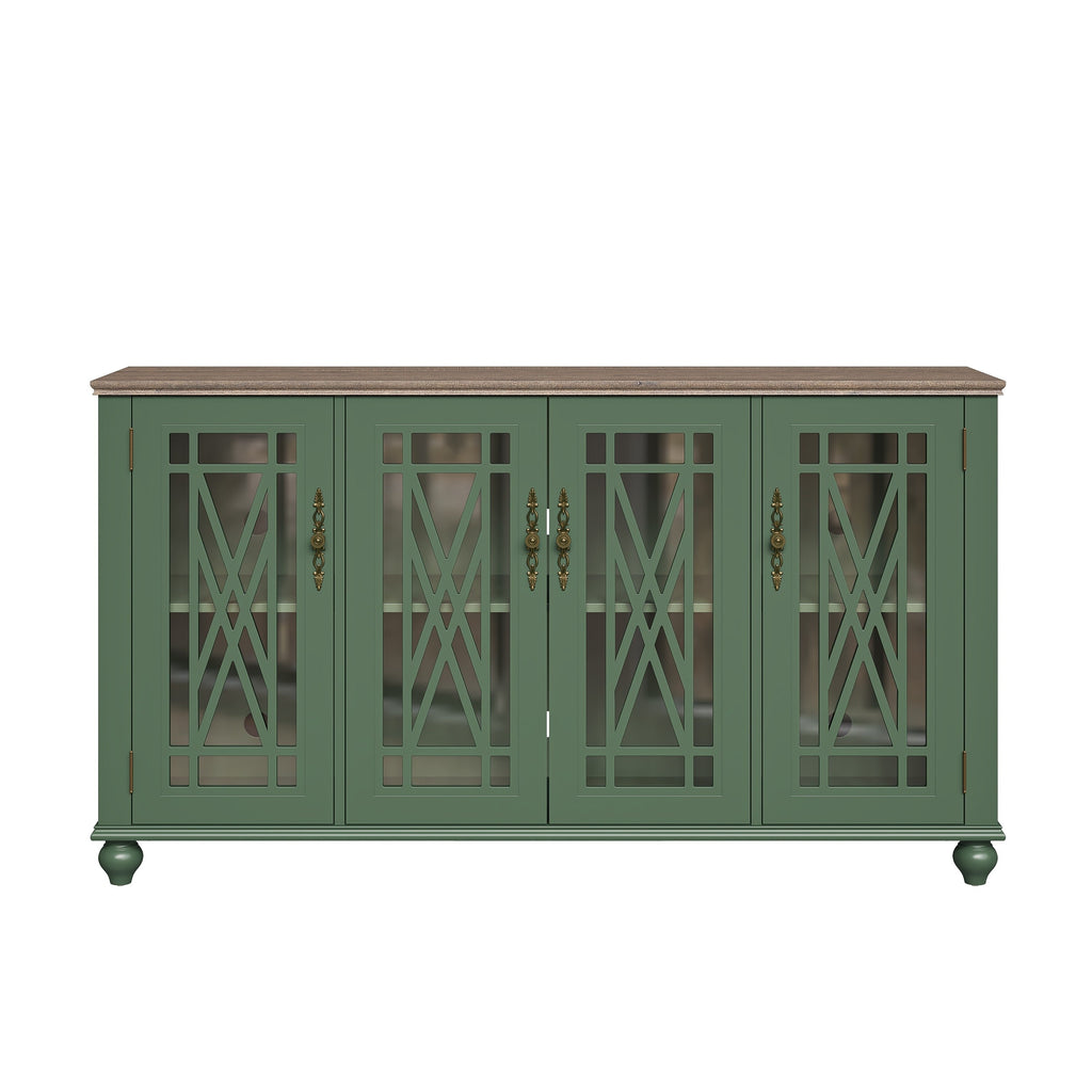 Buffet de cuisine de style vintage en bois, 160 cm de largeur.