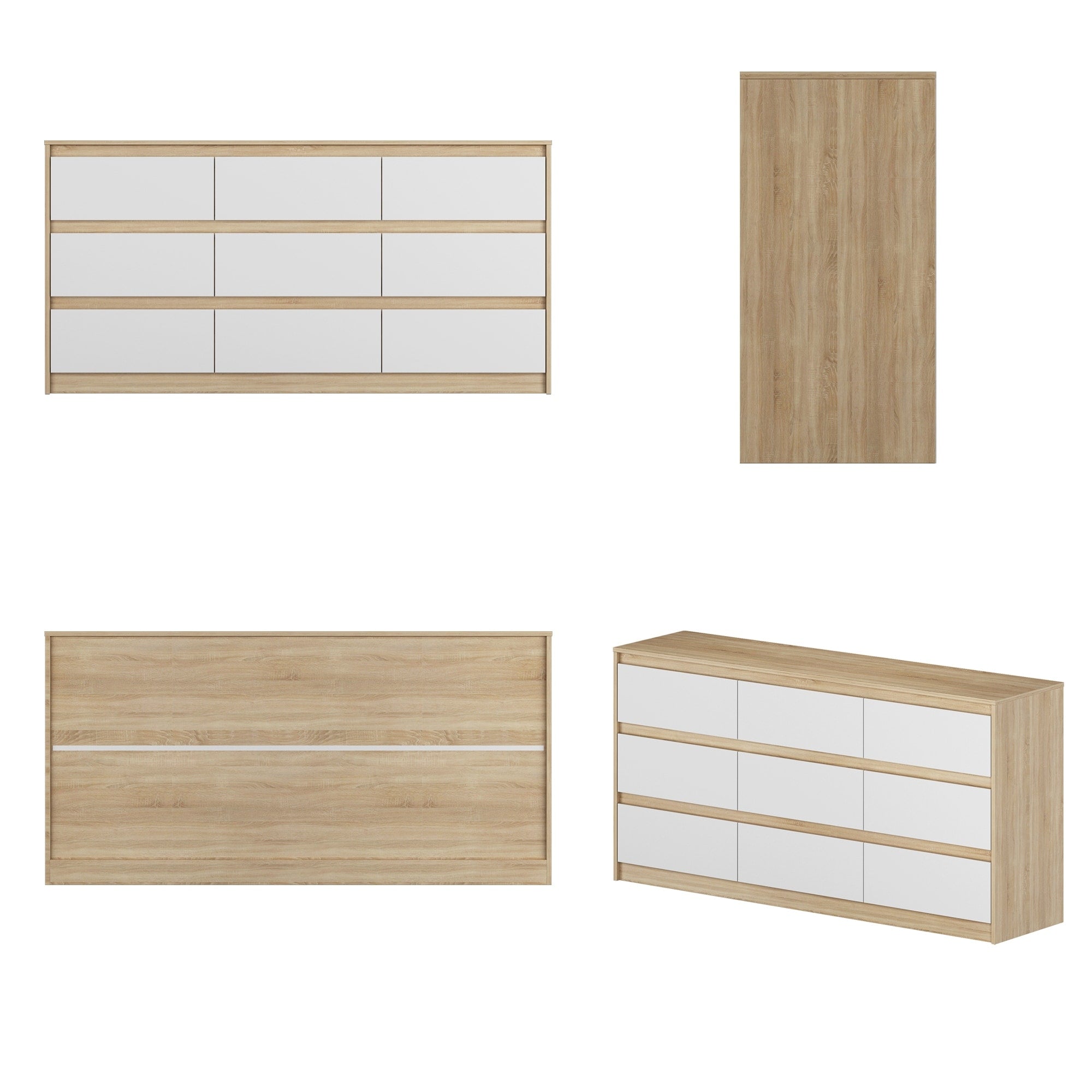 Commode 63W à 9 tiroirs, commode d'appoint pour salon et chambre à coucher.