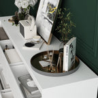 Commode 63W à 9 tiroirs, commode d'appoint pour salon et chambre à coucher.