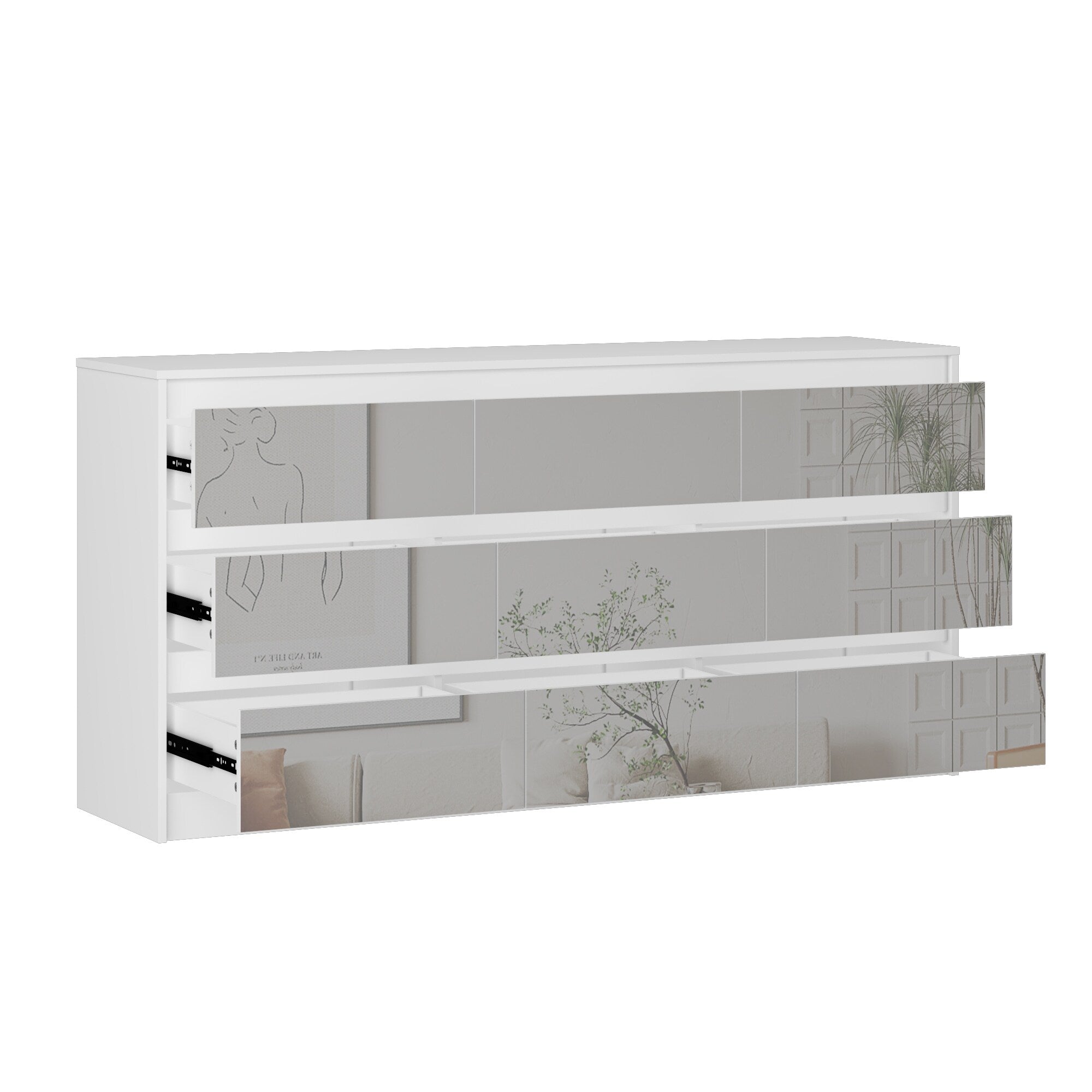 Commode 63W à 9 tiroirs, commode d'appoint pour salon et chambre à coucher.