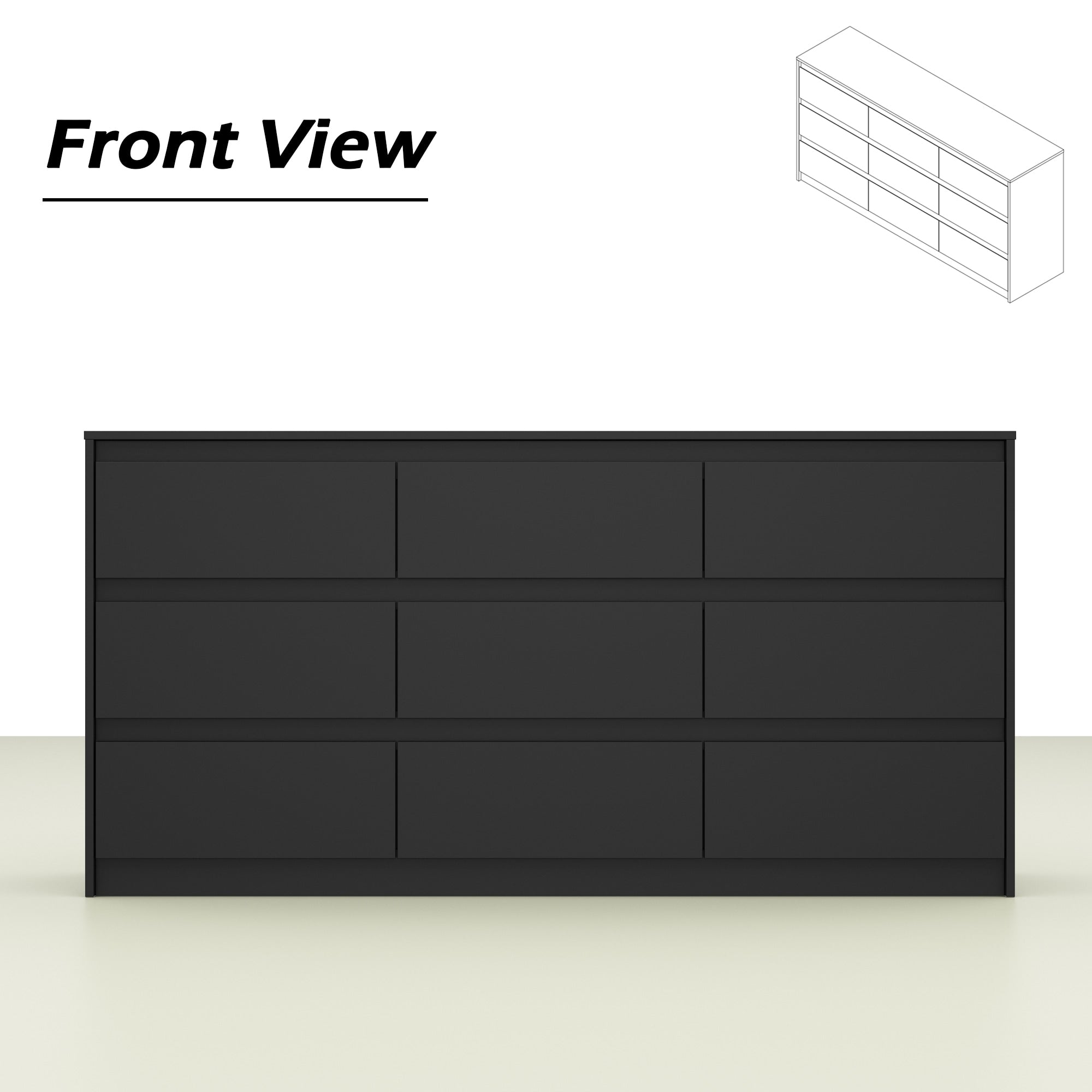 Commode 63W à 9 tiroirs, commode d'appoint pour salon et chambre à coucher.