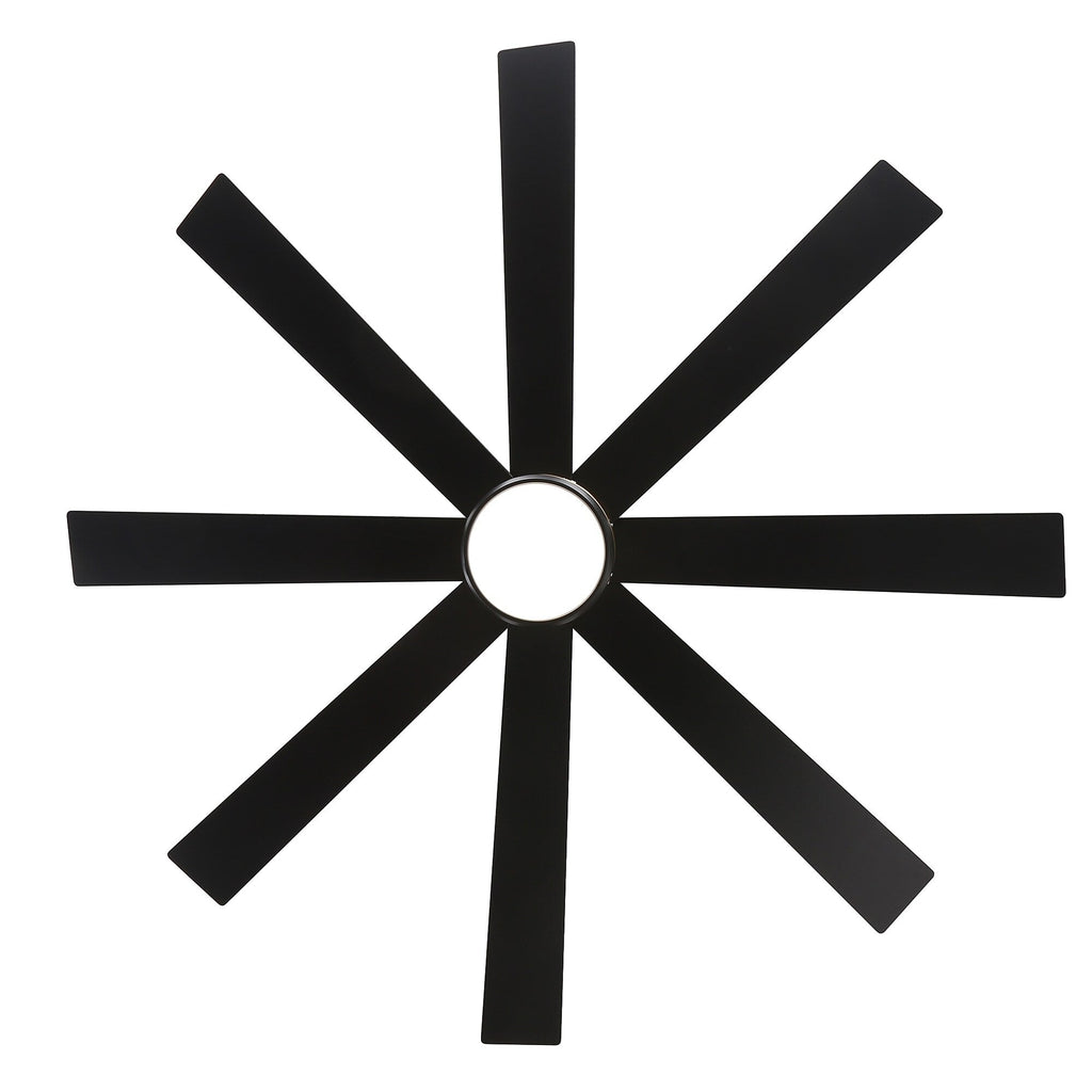 Ventilateur de plafond LED noir à 8 pales de 65 pouces avec éclairage et télécommande