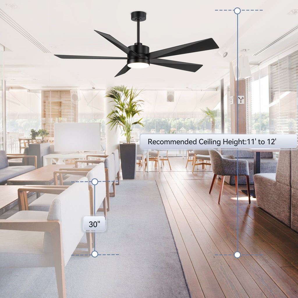 Ventilateur de plafond Breezary à 5 pales LED 65/52/42 avec kit d'éclairage et télécommande