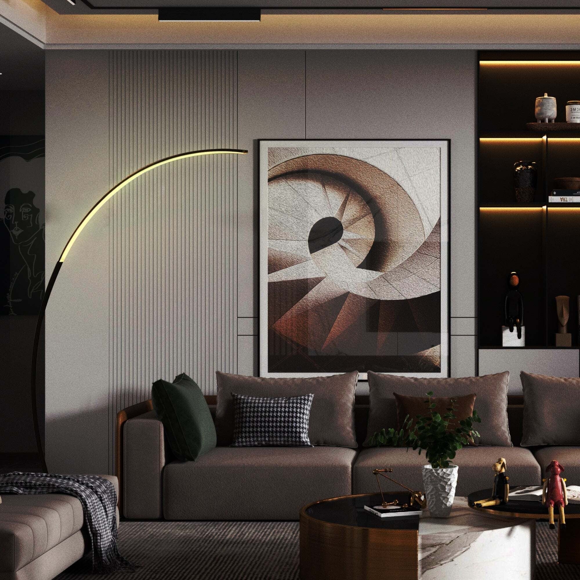 69 Lampe de sol LED à arc/courbe, à intensité variable - RGBW - N/A