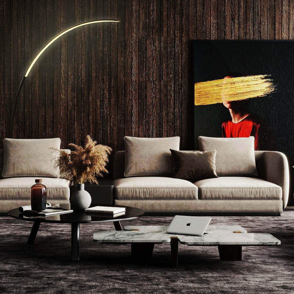 69 Lampe de sol LED à arc/courbe, à intensité variable - RGBW - N/A