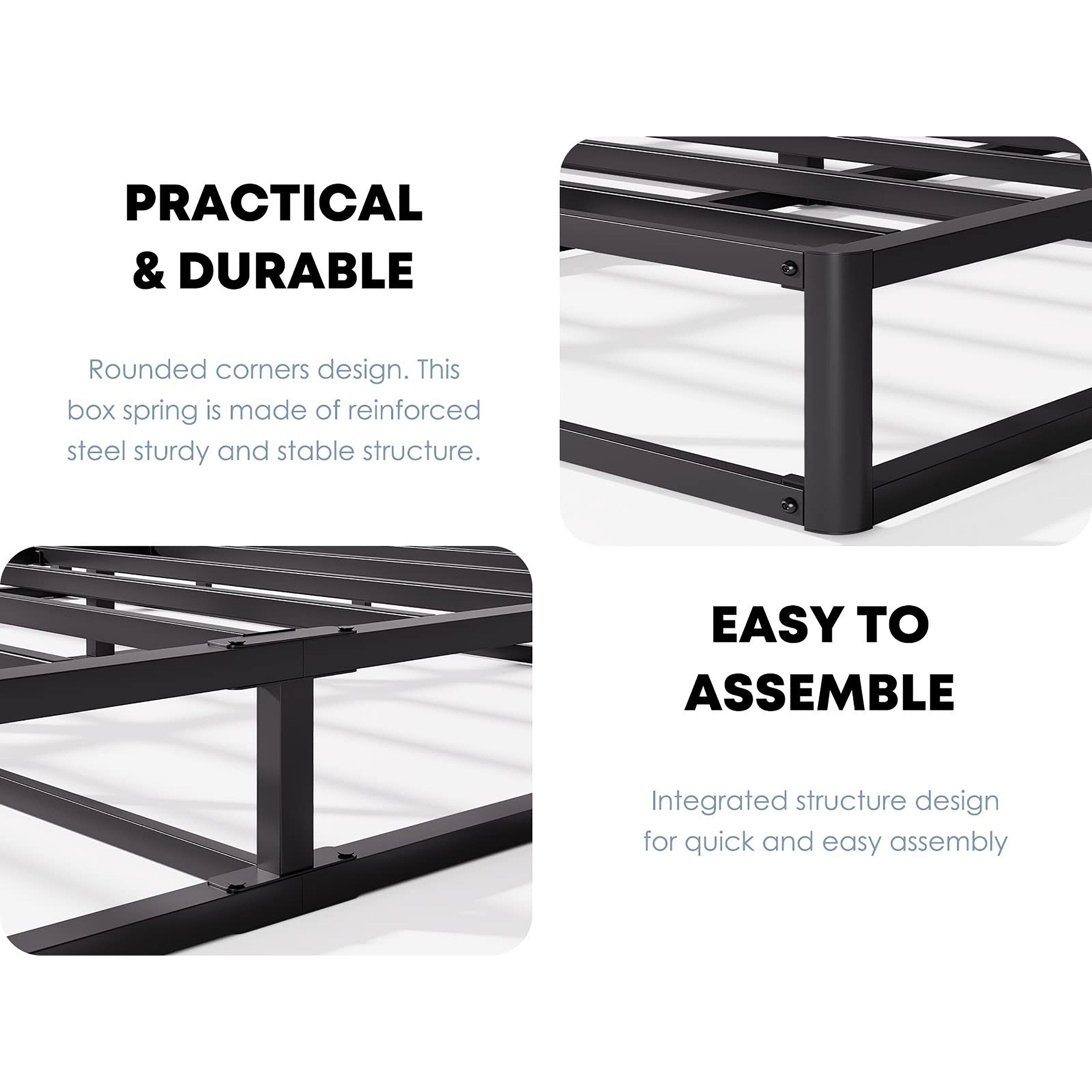 FSCHOS Sommier à ressorts métallique de 7 pouces, base de matelas basique, sans pieds.