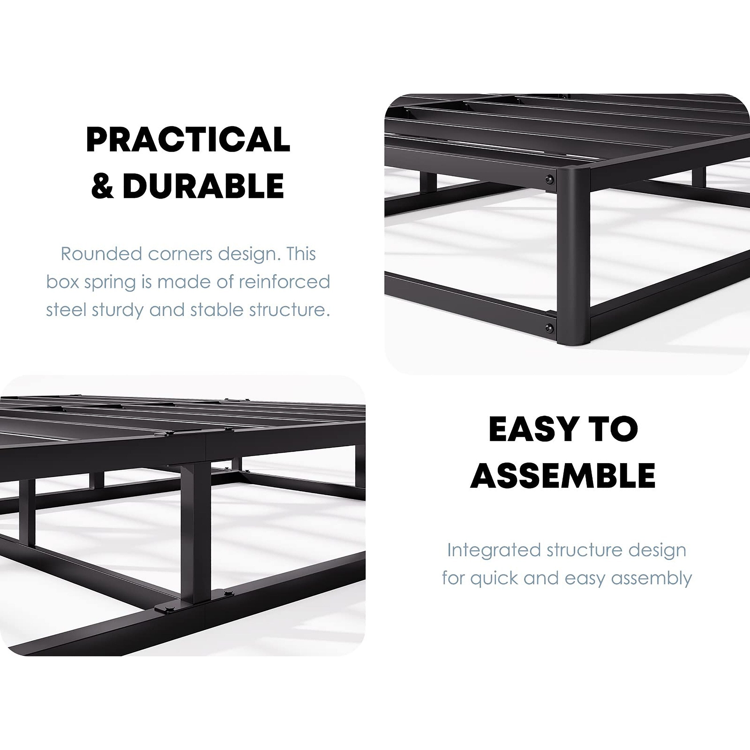 FSCHOS Sommier à ressorts métallique de 7 pouces, base de matelas basique, sans pieds.