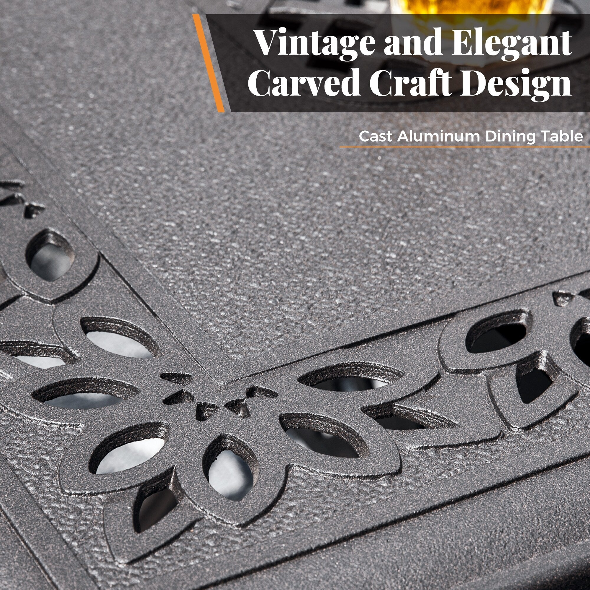 Ensemble de salle à manger d'extérieur MAISON ARTS 7 pièces en fonte d'aluminium avec table rectangulaire extensible et 6 chaises en fonte d'aluminium