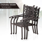 Ensemble de salle à manger d'extérieur MAISON ARTS 7 pièces en fonte d'aluminium avec table rectangulaire extensible et 6 chaises en fonte d'aluminium