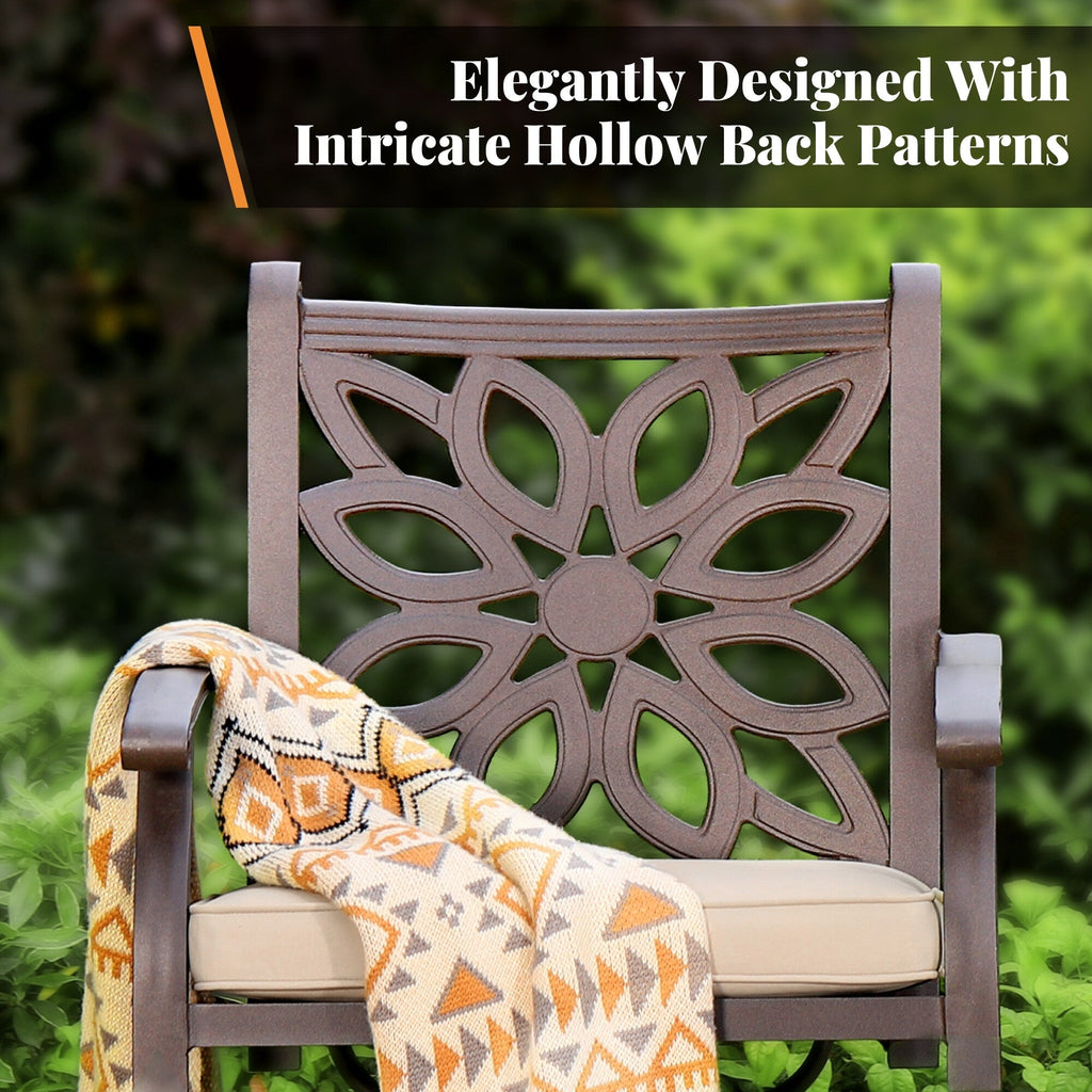 Ensemble de salle à manger d'extérieur MAISON ARTS 7 pièces en fonte d'aluminium avec table rectangulaire extensible et 6 chaises en fonte d'aluminium