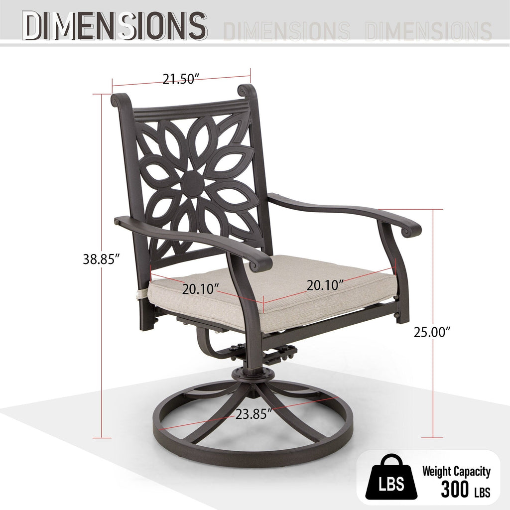 Ensemble de salle à manger d'extérieur MAISON ARTS 7 pièces en fonte d'aluminium avec table rectangulaire extensible et 6 chaises en fonte d'aluminium