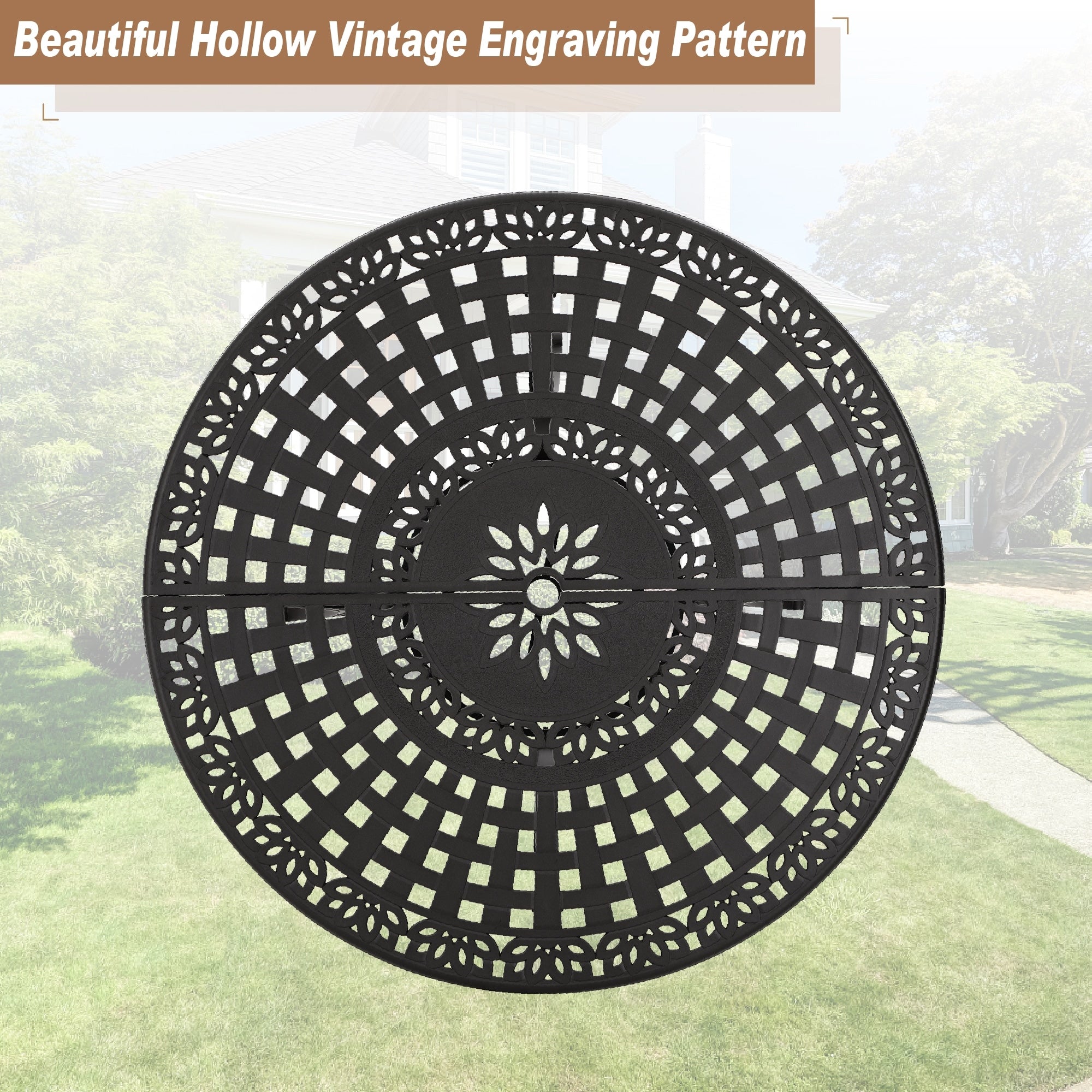 MAISON ARTS Chaises de salle à manger/ensemble de repas de patio en aluminium moulé avec table de salle à manger ronde et 6 chaises de patio en aluminium moulé