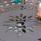 MAISON ARTS Chaises de salle à manger/ensemble de repas de patio en aluminium moulé avec table de salle à manger ronde et 6 chaises de patio en aluminium moulé