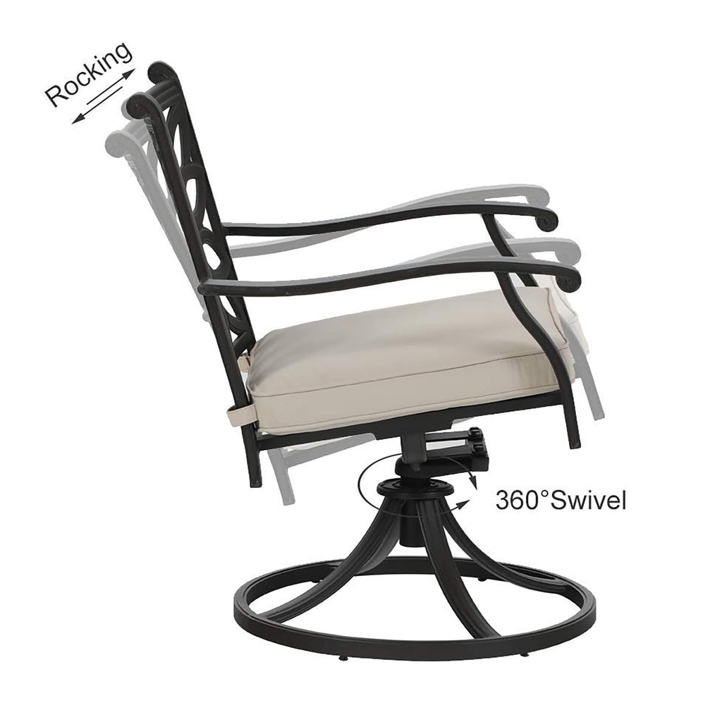 MAISON ARTS Chaises de salle à manger/ensemble de repas de patio en aluminium moulé avec table de salle à manger ronde et 6 chaises de patio en aluminium moulé