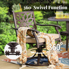 MAISON ARTS Chaises de salle à manger/ensemble de repas de patio en aluminium moulé avec table de salle à manger ronde et 6 chaises de patio en aluminium moulé