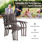 MAISON ARTS Chaises de salle à manger/ensemble de repas de patio en aluminium moulé avec table de salle à manger ronde et 6 chaises de patio en aluminium moulé