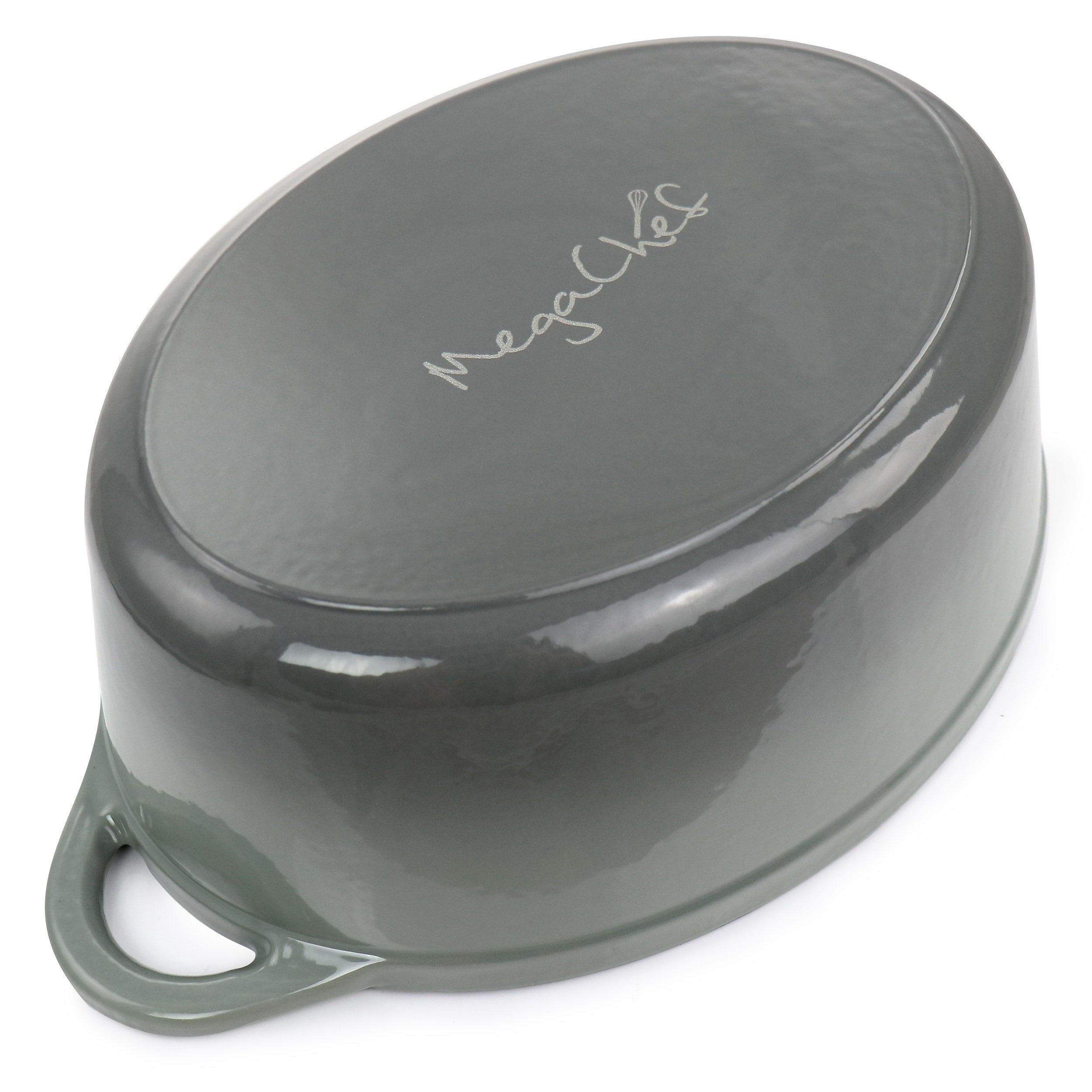 Casserole ovale en fonte émaillée de 7 quarts, couleur nuage de tempête