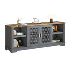Meuble TV à porte décorative à motifs floraux rustiques de 70 pouces, pouvant accueillir des télévisions jusqu'à 80 pouces.
