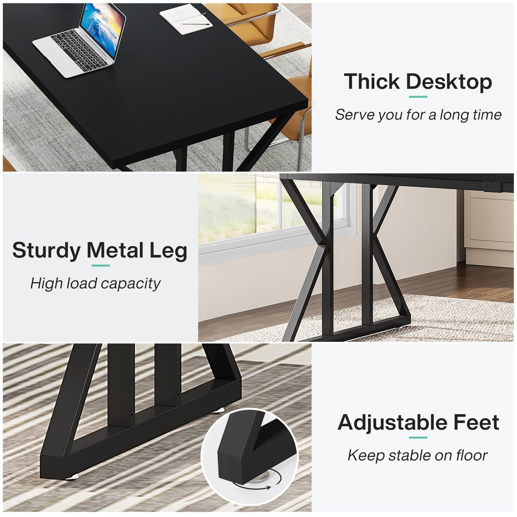 Bureau de direction de 180 cm, grand bureau d'ordinateur, poste de travail.