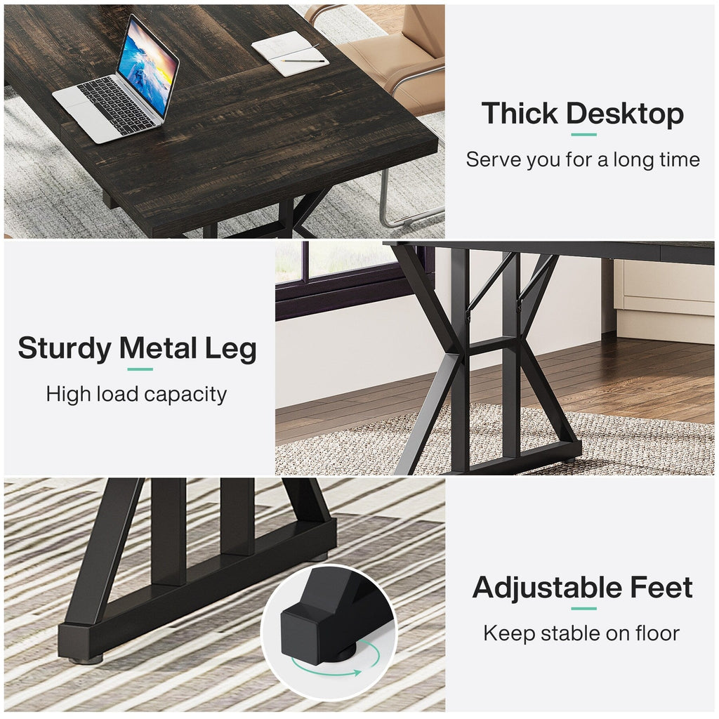 Bureau de direction de 180 cm, grand bureau d'ordinateur, poste de travail.