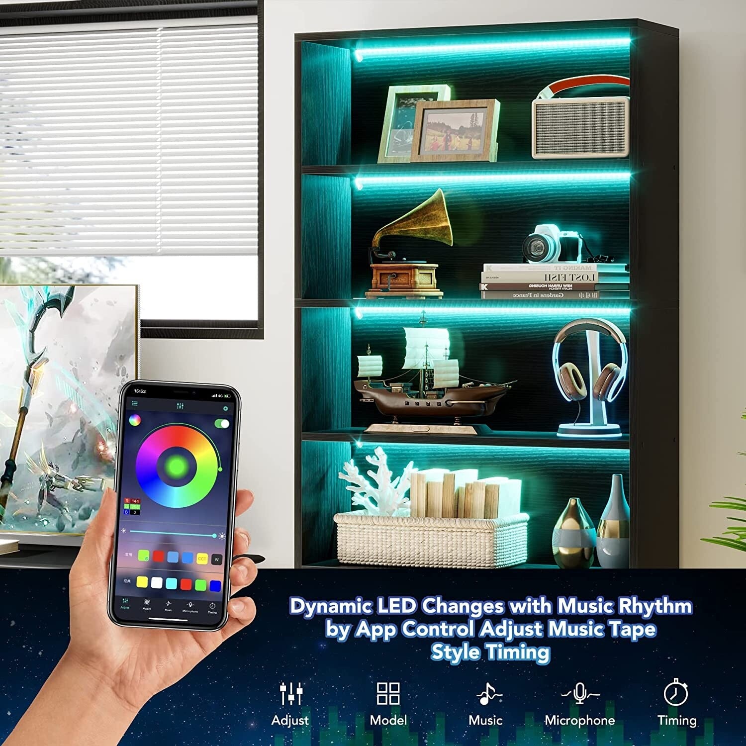 Étagère à livres et bibliothèque de 179,5 cm de hauteur, grande bibliothèque à 5 niveaux - 30 x 80 x 179,5 cm (L x l x h)