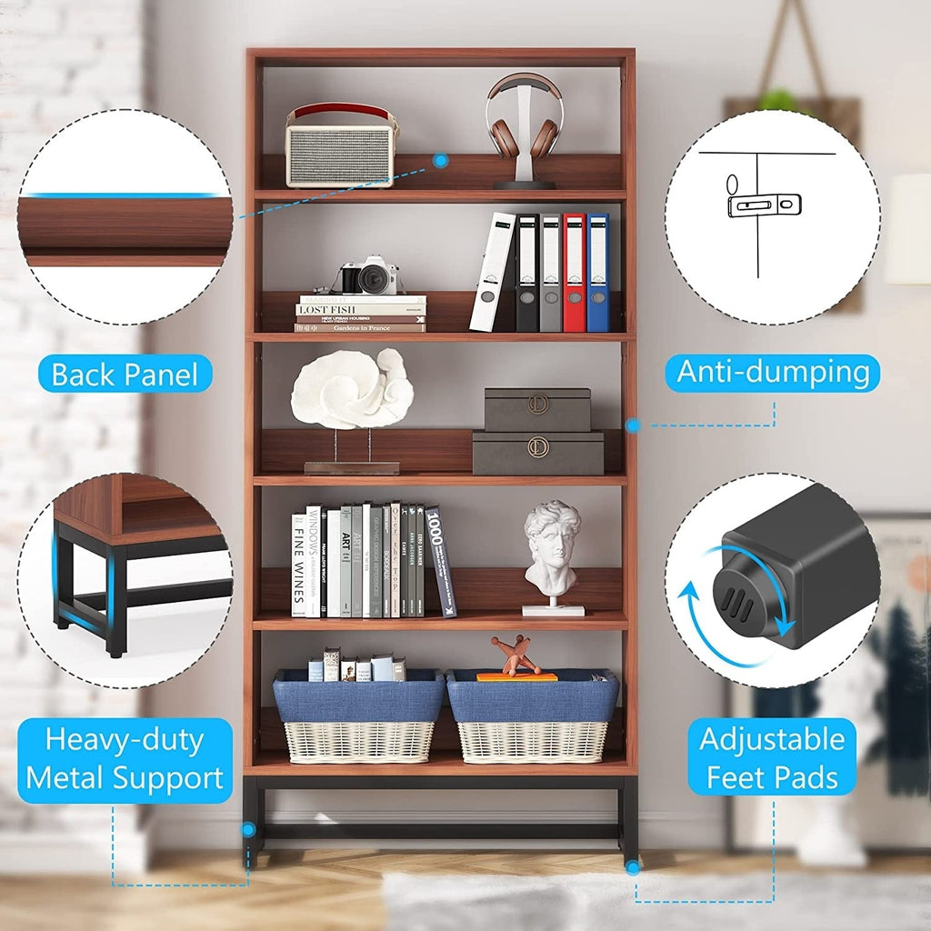 Étagère à livres et bibliothèque de 179,5 cm de hauteur, grande bibliothèque à 5 niveaux - 30 x 80 x 179,5 cm (L x l x h)