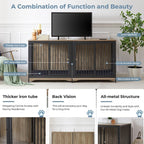 Cage pour chien 70.86'' en forme de meuble, grand modèle pour TV, avec coussin et deux compartiments (sans coussin)