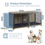 Cage pour chien 70.86'' en forme de meuble, grand modèle pour TV, avec coussin et deux compartiments (sans coussin)