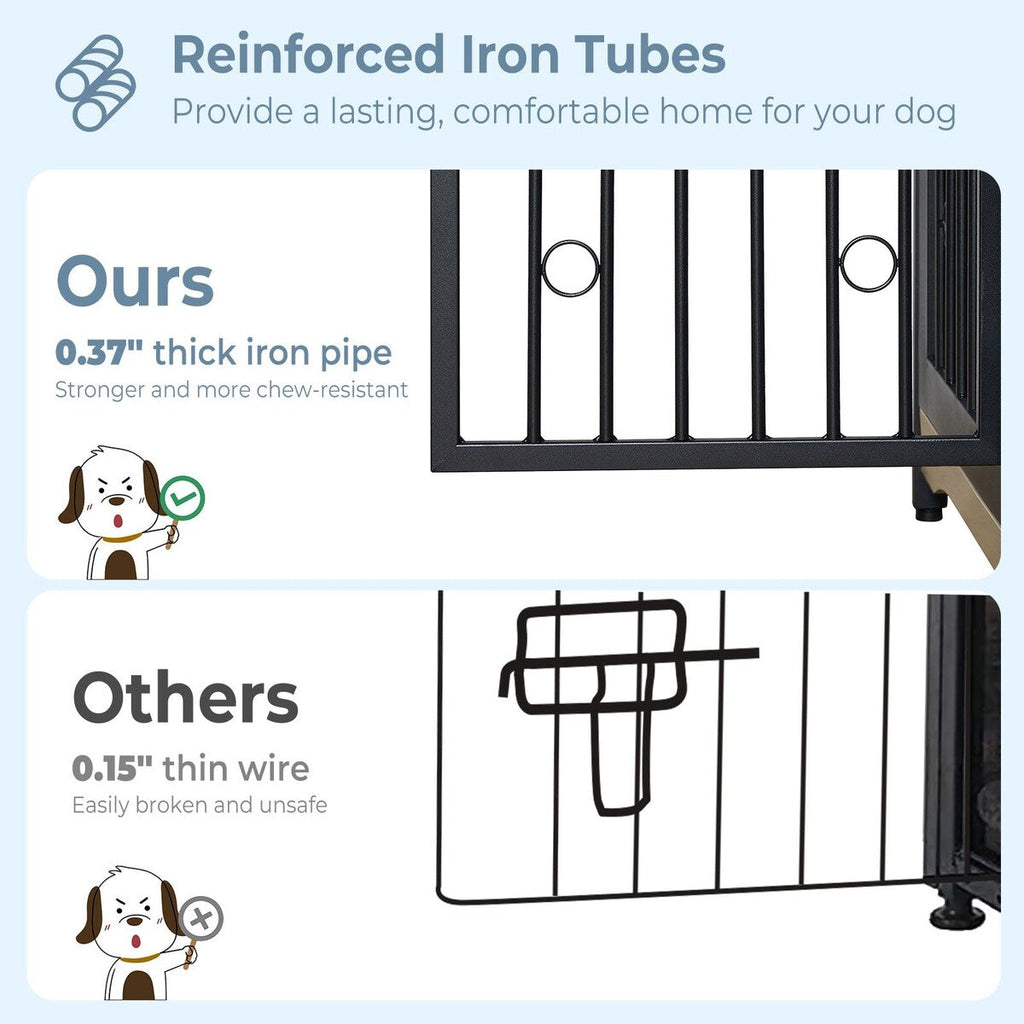 Cage pour chien 70.86'' en forme de meuble, grand modèle pour TV, avec coussin et deux compartiments (sans coussin)