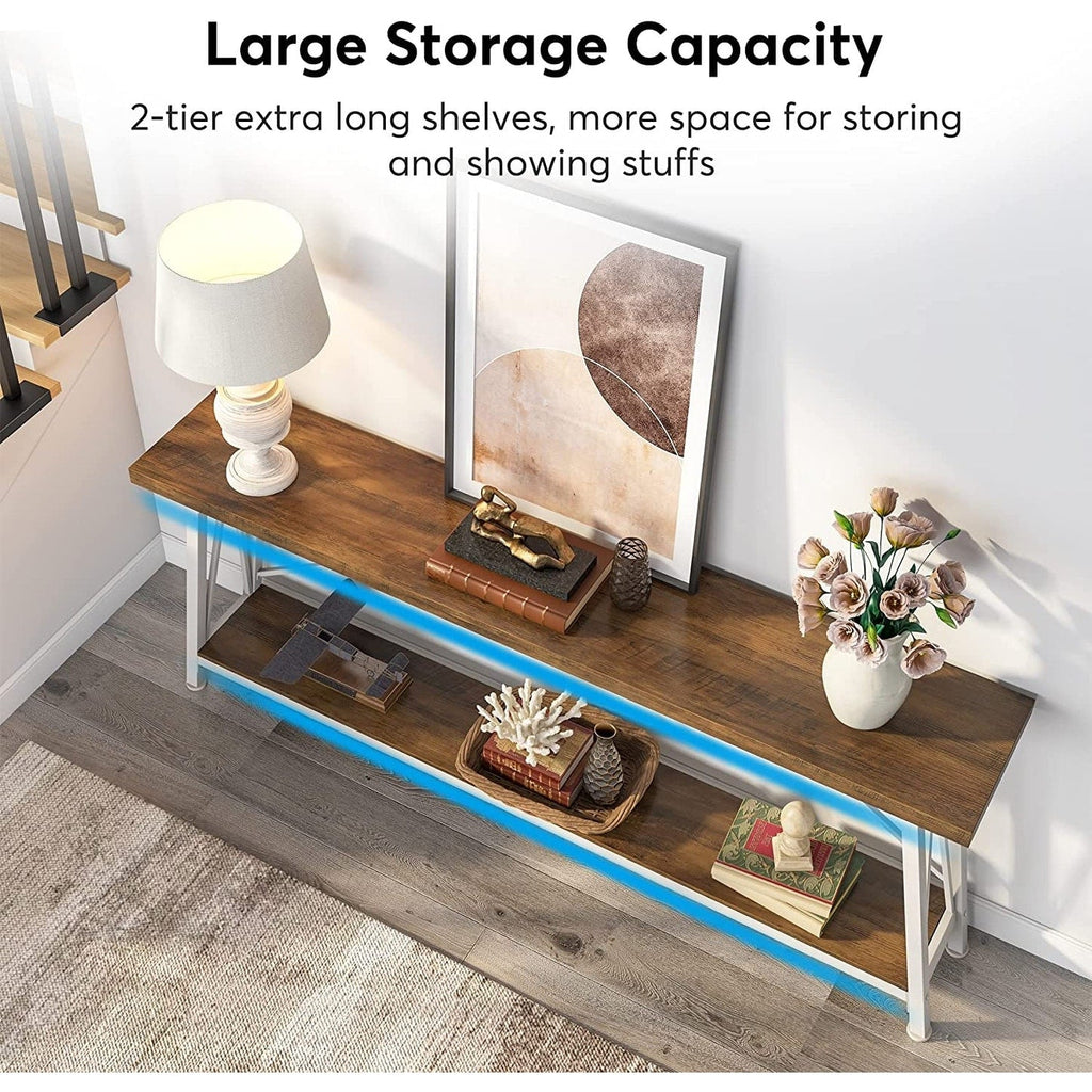 Table de salon extra longue de 180 cm, console d'entrée de style industriel