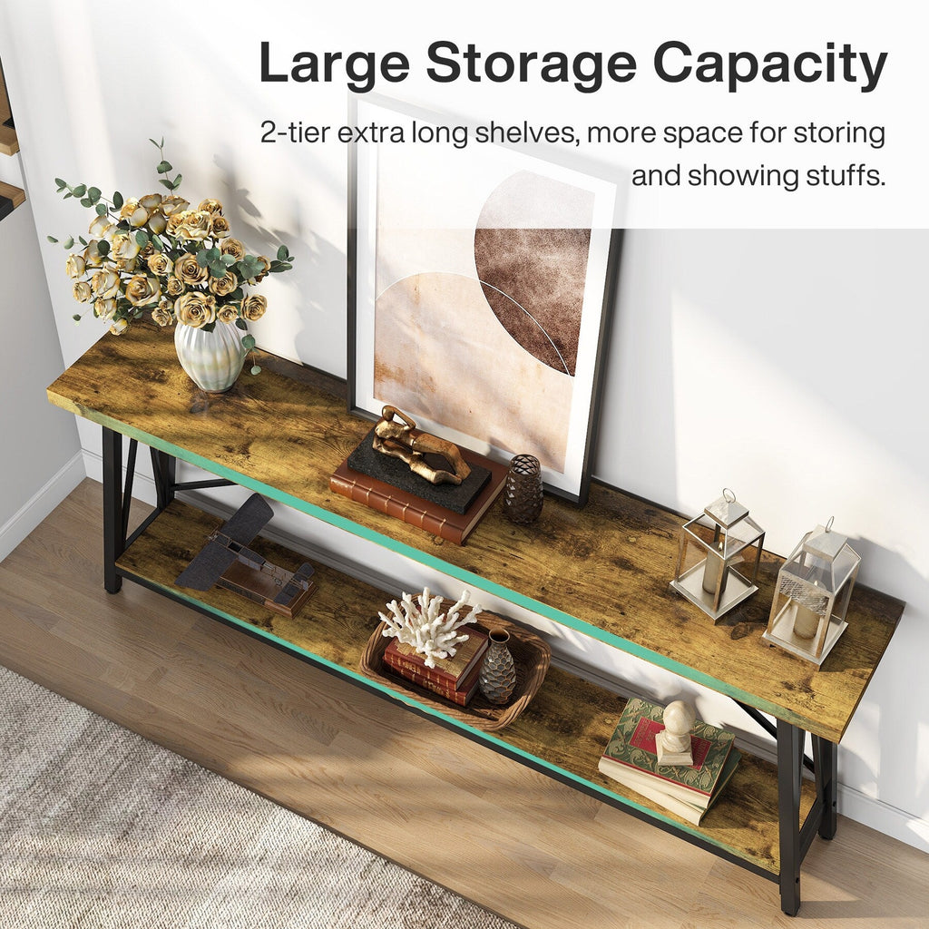 Table de salon extra longue de 180 cm, console d'entrée de style industriel