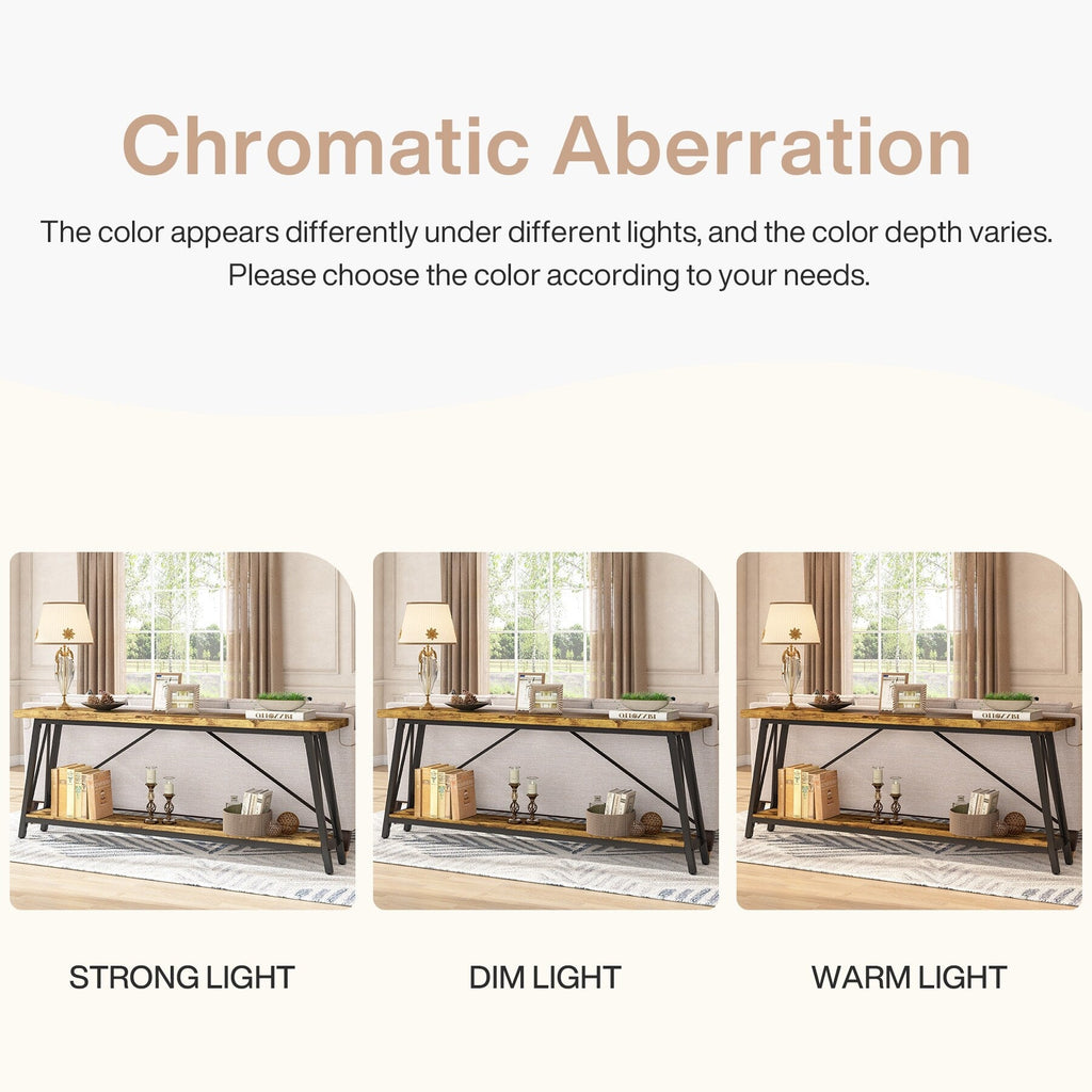 Table de salon extra longue de 180 cm, console d'entrée de style industriel