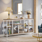 Table console de 180 cm avec rangement, table d'entrée à 3 niveaux pour couloir