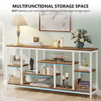 Table console de 180 cm avec rangement, table d'entrée à 3 niveaux pour couloir