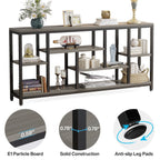 Table console de 180 cm avec rangement, table d'entrée à 3 niveaux pour couloir