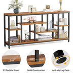 Table console de 180 cm avec rangement, table d'entrée à 3 niveaux pour couloir