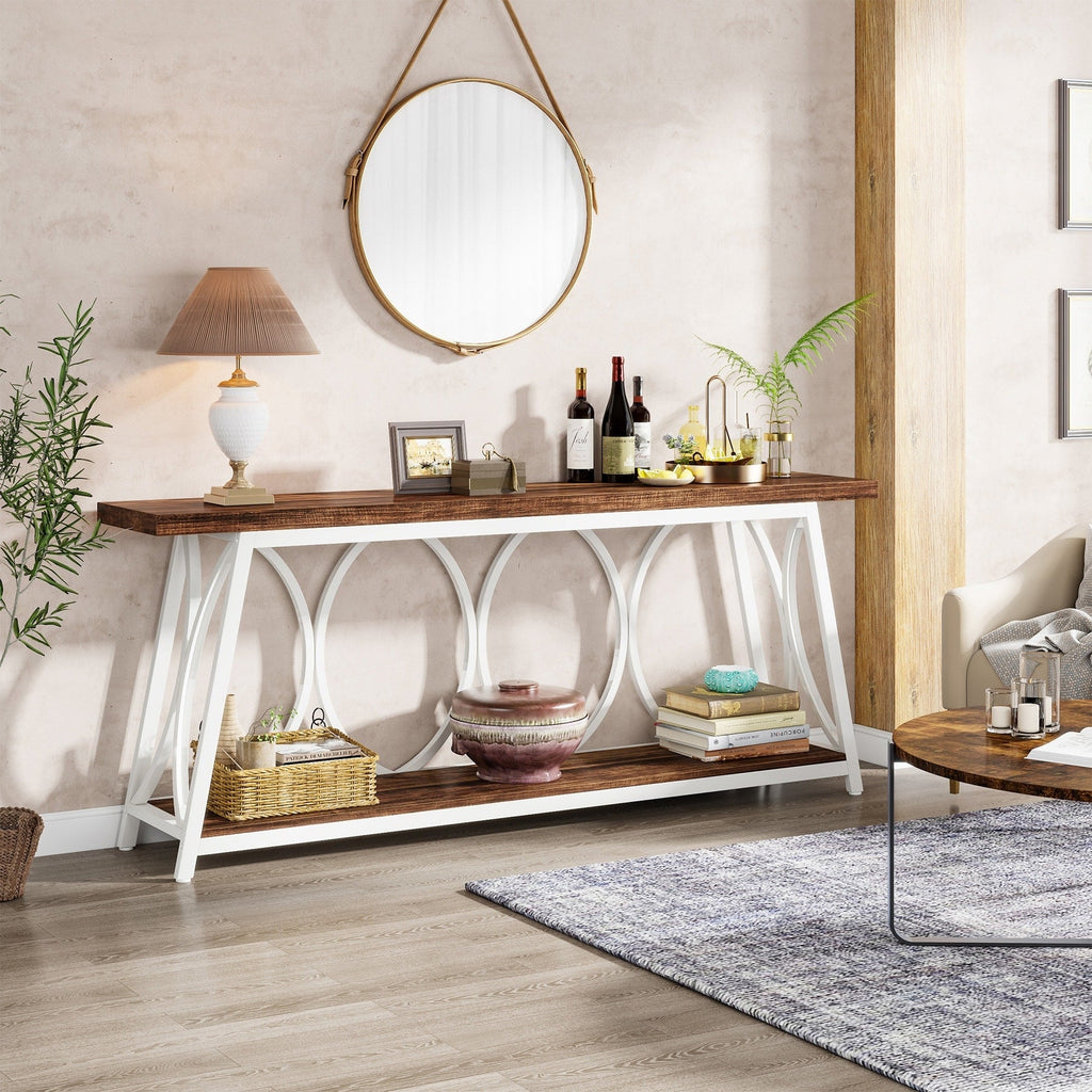 Table de console extra longue de 180 cm, table d'appoint pour canapé, pour salon.