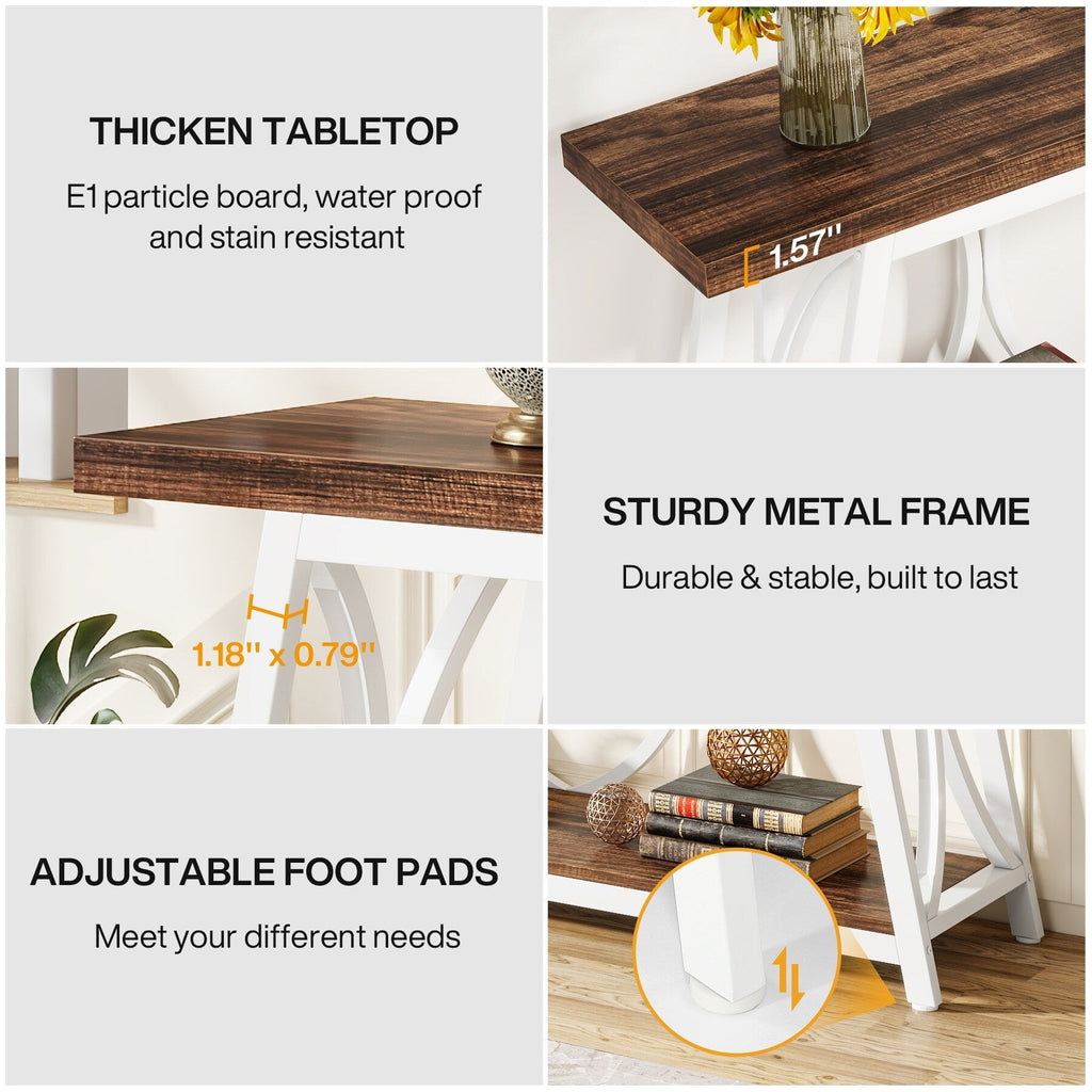 Table de console extra longue de 180 cm, table d'appoint pour canapé, pour salon.