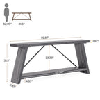 Table console de canapé en bois rustique de 180 cm de long avec étagère de rangement