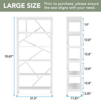 Étagère à livres industrielle de 71 pouces, bibliothèque en bois rustique brun à 6 niveaux, étagères ouvertes.