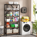 Étagère à livres industrielle de 71 pouces, bibliothèque en bois rustique brun à 6 niveaux, étagères ouvertes.